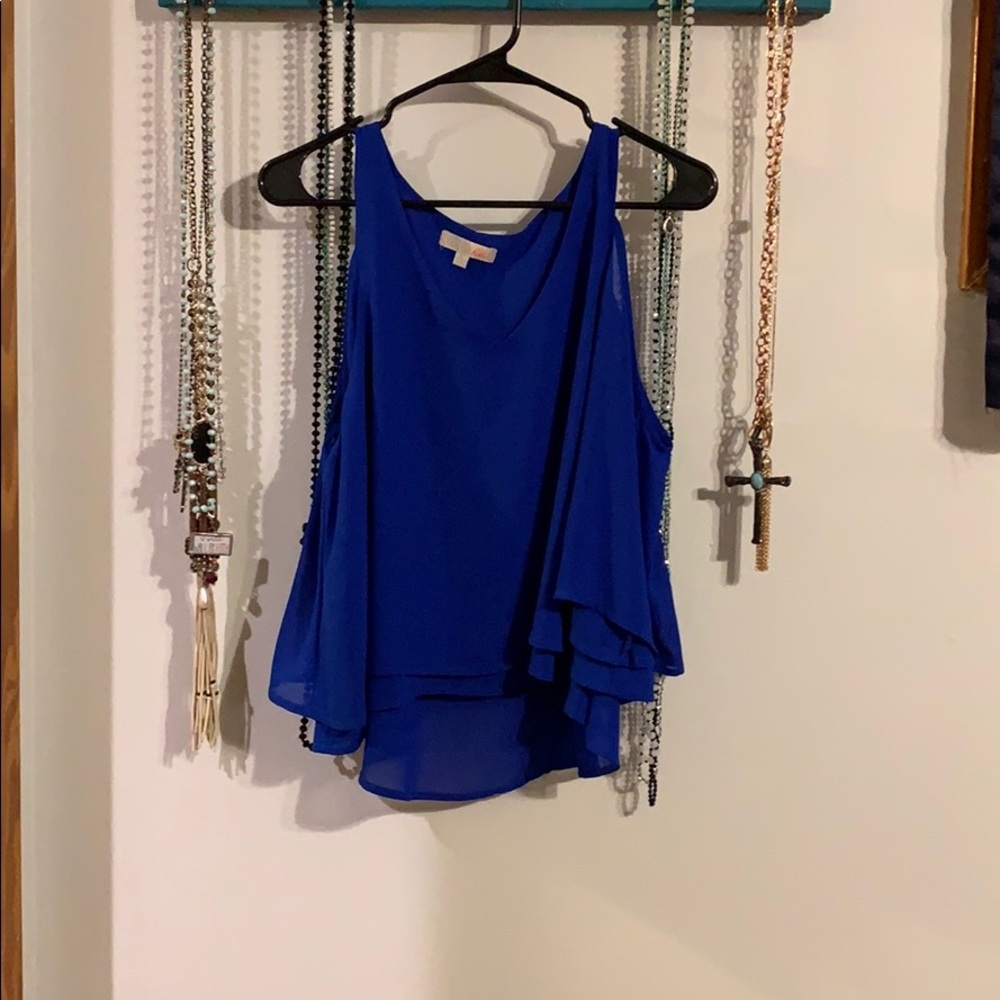 Royal cold shoulder blouse